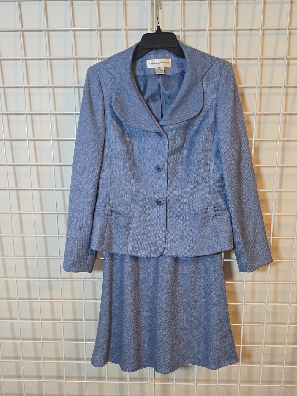 Jones New York Textured Blue Two-Piece Skirt Set Size 8
